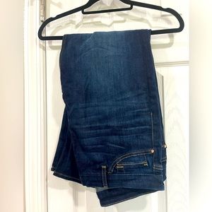 Jen 7 dark blue jeans. Has a stylish rope tie at leg.